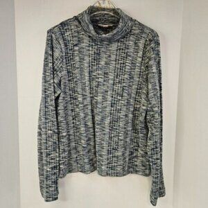 Knox Rose Women Turtleneck Blouse Long Sleeve Size L Grey Green Blue Top